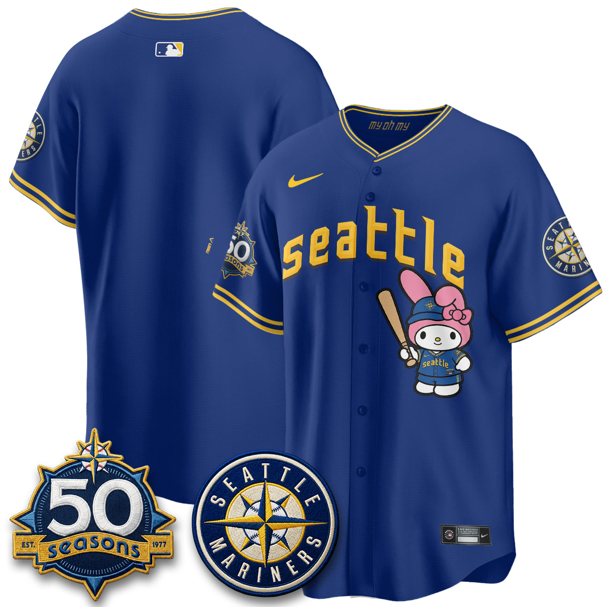 Seattle Mariners x  Pink Sanrio Friend Vapor Jersey - Stitched