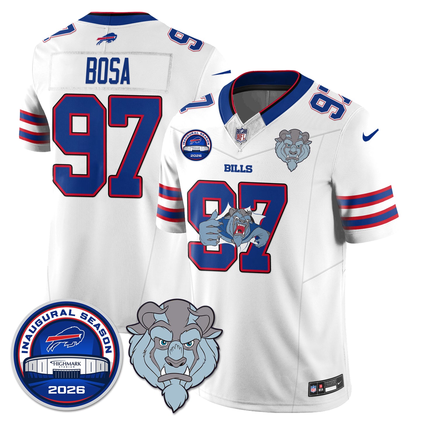 Buffalo Bills x Hairy Blue Beast Edition Vapor Jersey - Stitched