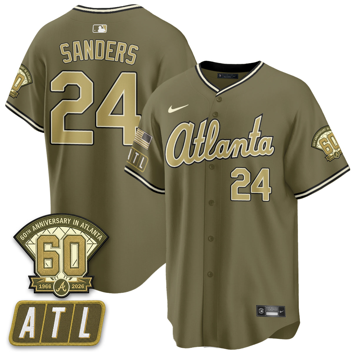ATL New Era Olive 2026 Armed Forces Day Vapor Limited Jersey - All Stitched