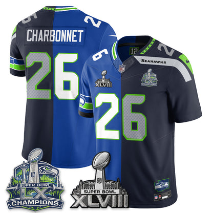 Seattle Seahawks S.Bowl Champs Split Edition Vapor Jersey - Stitch