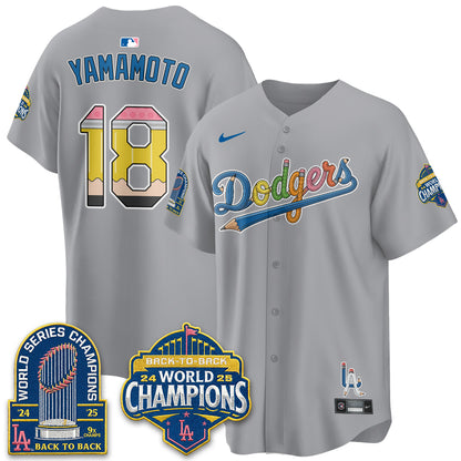 Los Angeles Dodgers x Back to School Style Vapor Jersey - Stitched