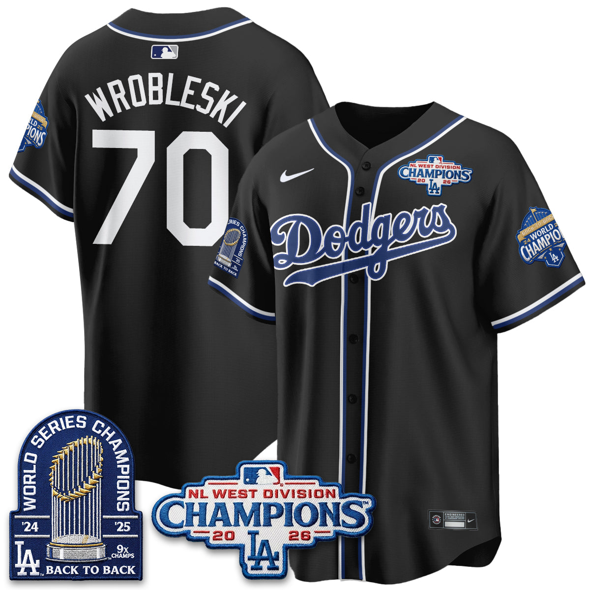Los Angeles Dodgers 2026 NL West Champs Vapor Jersey- Stitched