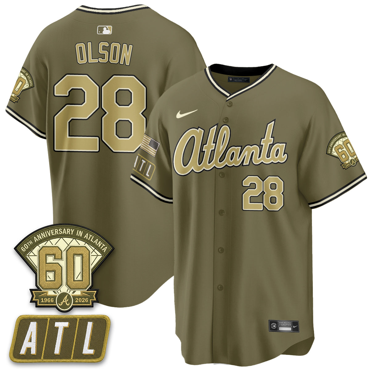 ATL New Era Olive 2026 Armed Forces Day Vapor Limited Jersey - All Stitched