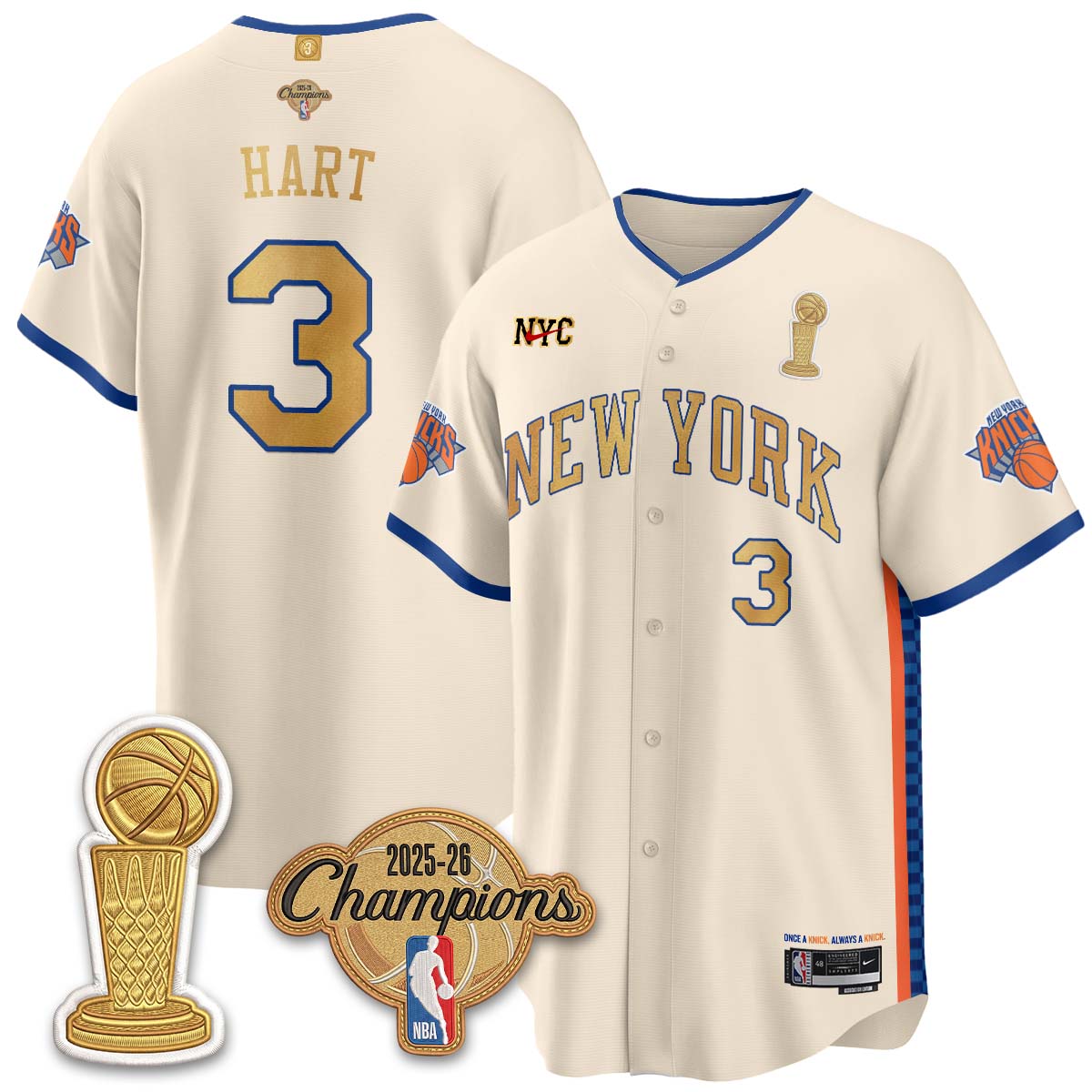 NYK Champions Night Baseball Vapor Jersey - Stitched