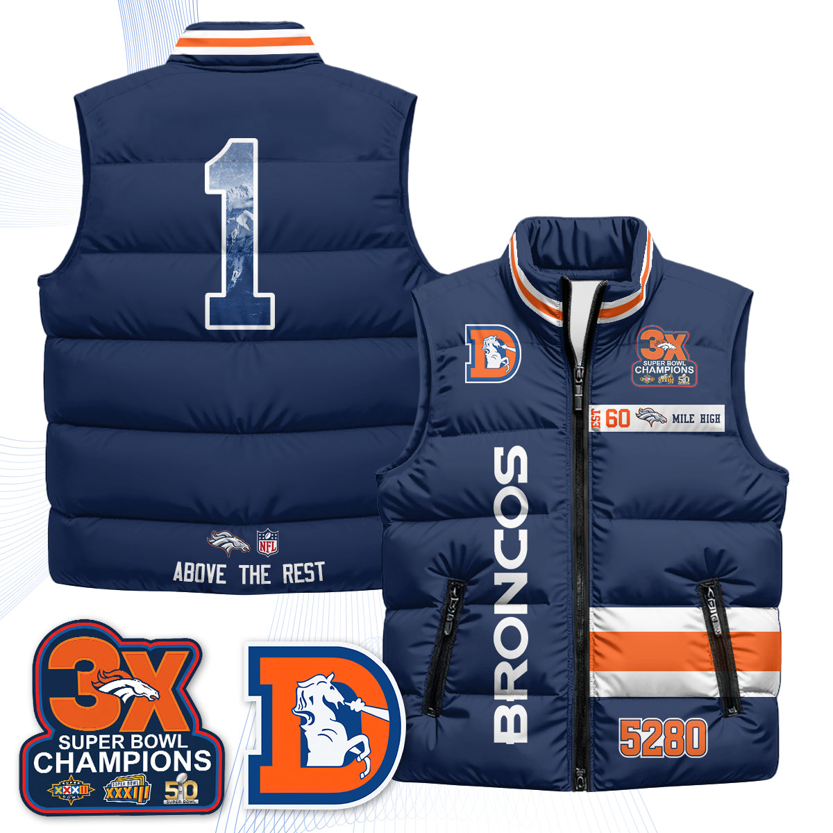 DEN "Mile High" Puffer Vest - Printed