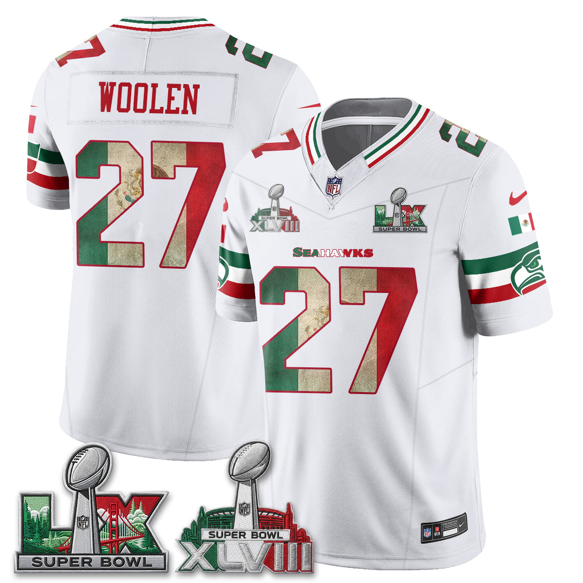 Seattle Seahawks Mexico Edition Vapor Jersey V1- Stitch