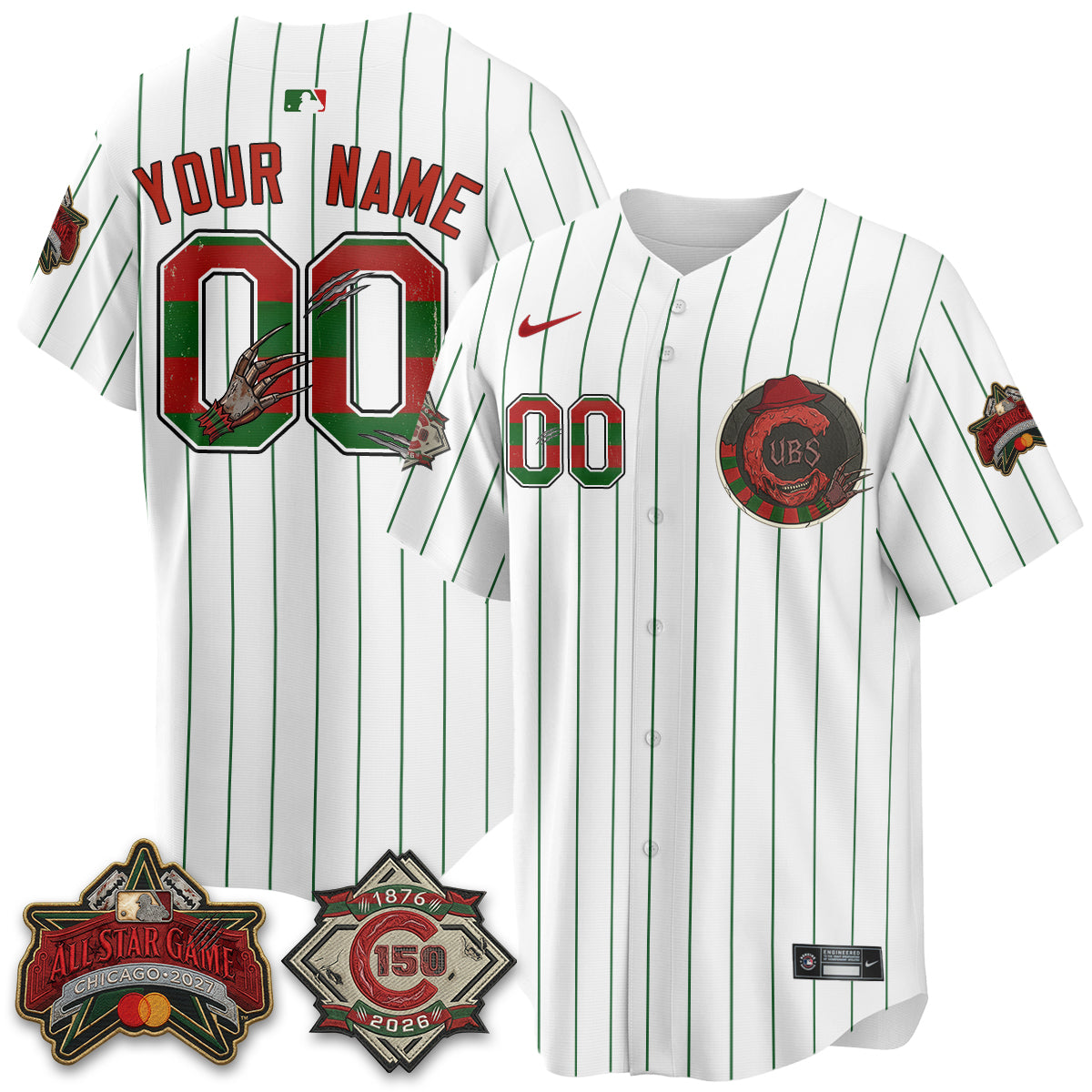 Chicago Cubs A Nightmare on Wrigley Field Edition Vapor Custom Jersey - Stitched