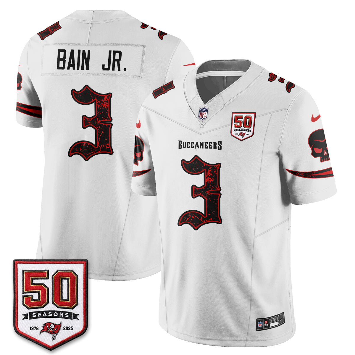 Tampa Bay Buccaneers Skull 50 Seasons Edition Vapor Jersey - Stitched