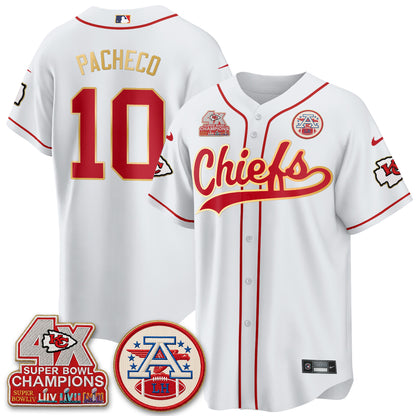 Kansas City Chiefs 4X Champs Gold Trim Edition Vapor Baseball Jersey - Stitched