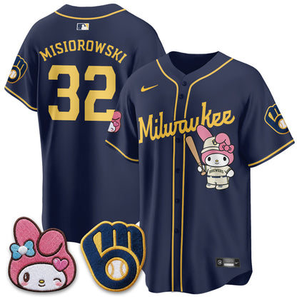 Milwaukee Brewers x Pink Sanrio Friend Edition Vapor Jersey - Stitched