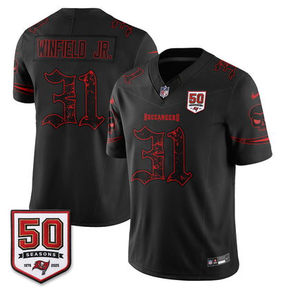 Tampa Bay Buccaneers Skull 50 Seasons Edition Vapor Jersey - Stitched