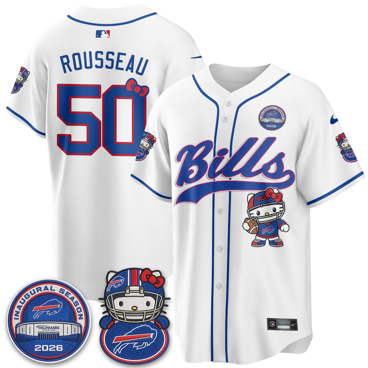Buffalo Bills x Meow  Vapor Baseball Jersey - Stitched