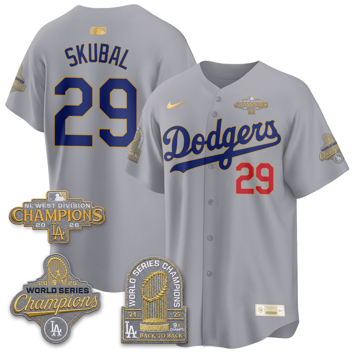 Los Angeles Dodgers 2026 NL West Champs Gold Vapor Jersey- Stitched