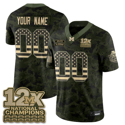 Michigan Wolverines 2026 Salute to Service Vapor Custom Jersey - Stitched