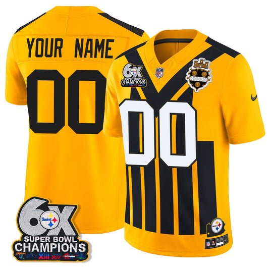 PIT 6X Champs Throwback V2 Vapor Custom Jersey - Stitched