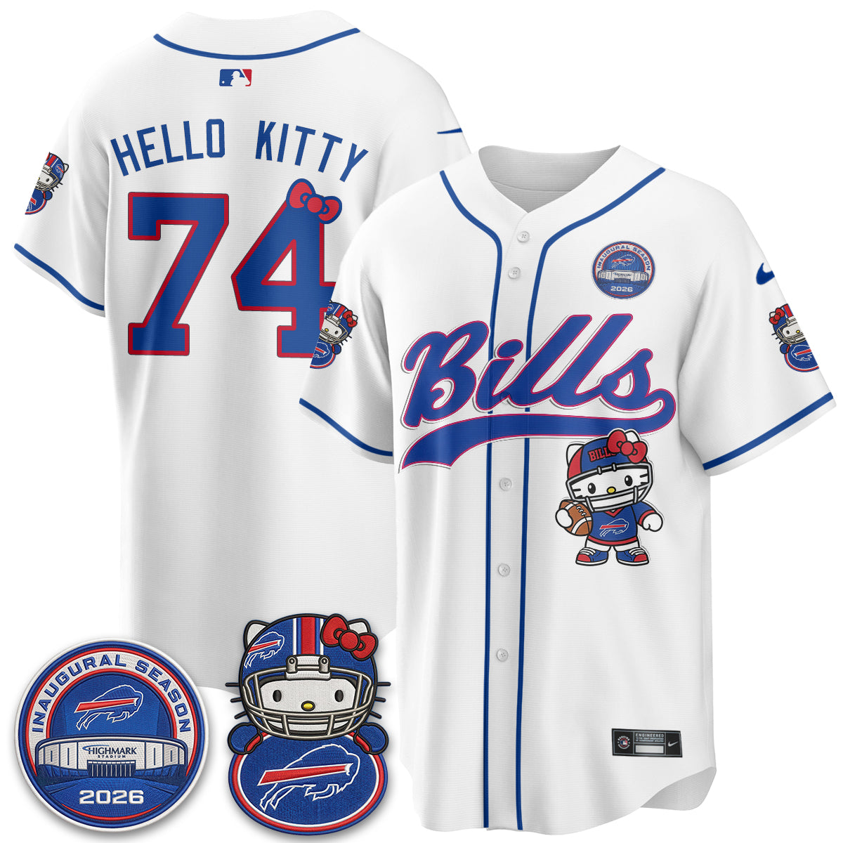 Buffalo Bills x Meow  Vapor Baseball Jersey - Stitched