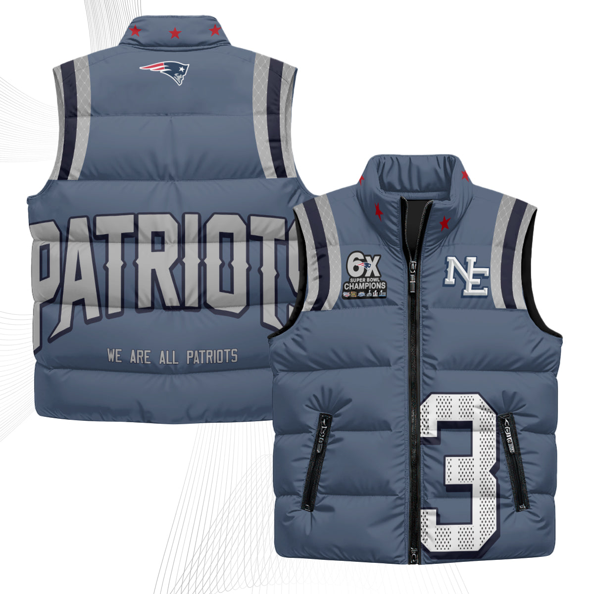 New England Patriots Rivalries Puffer Vest - Printed