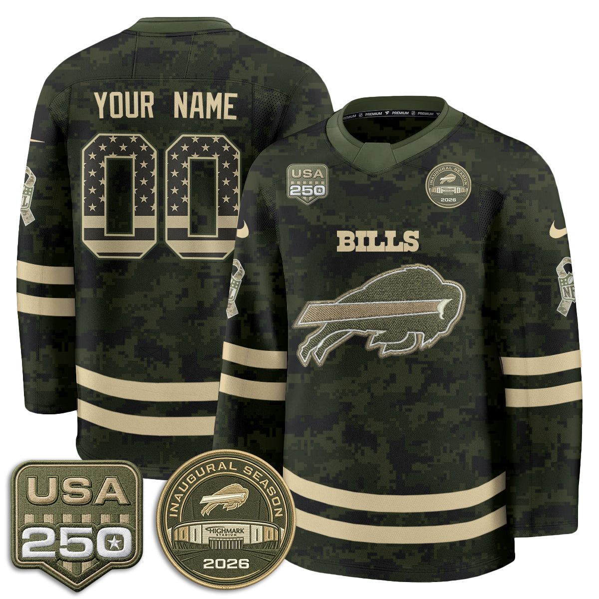 BUF 2026 Salute To Service Edition Custom Hockey Jersey - Printed