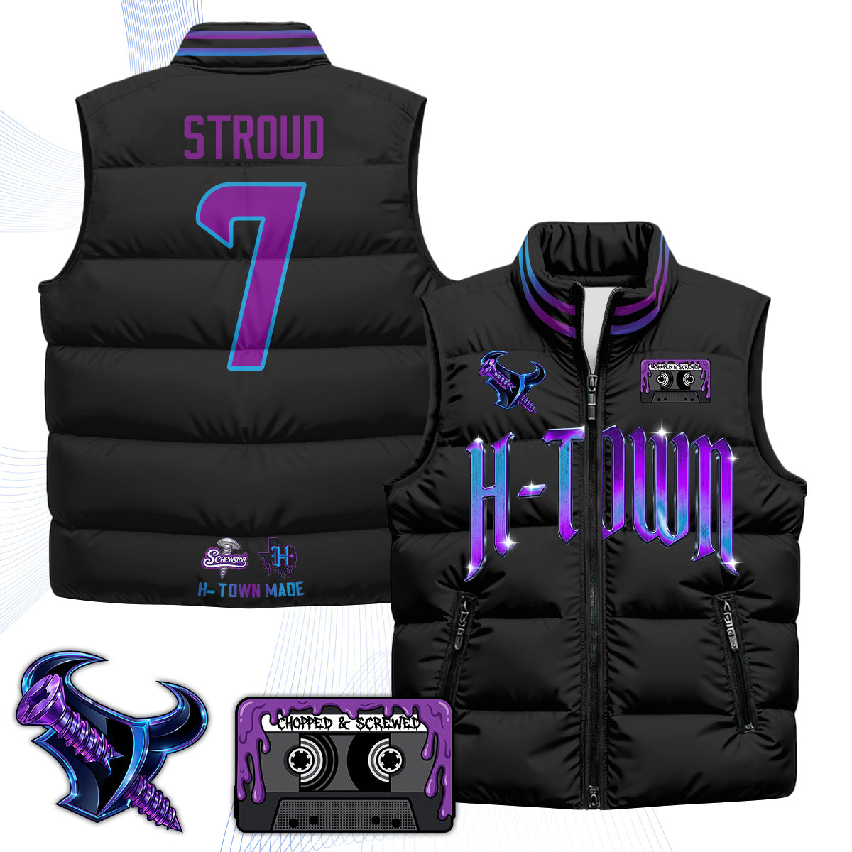 HOU "Screwcity" Puffer Vest - Printed