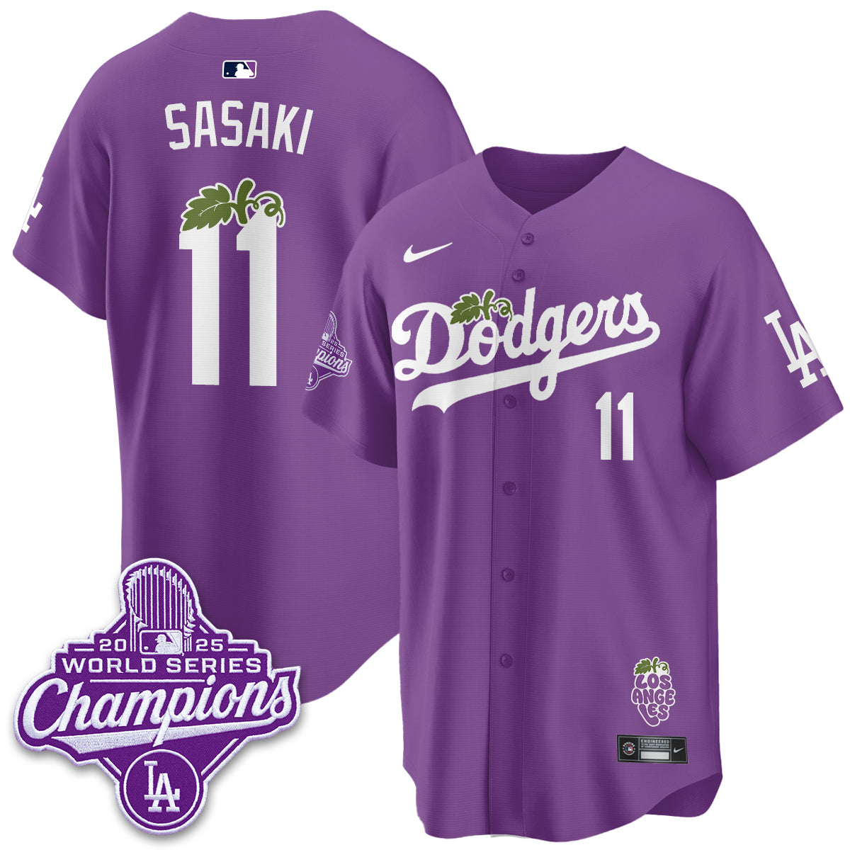 Los Angeles Dodgers Grape Edition Vapor Jersey - Stitched