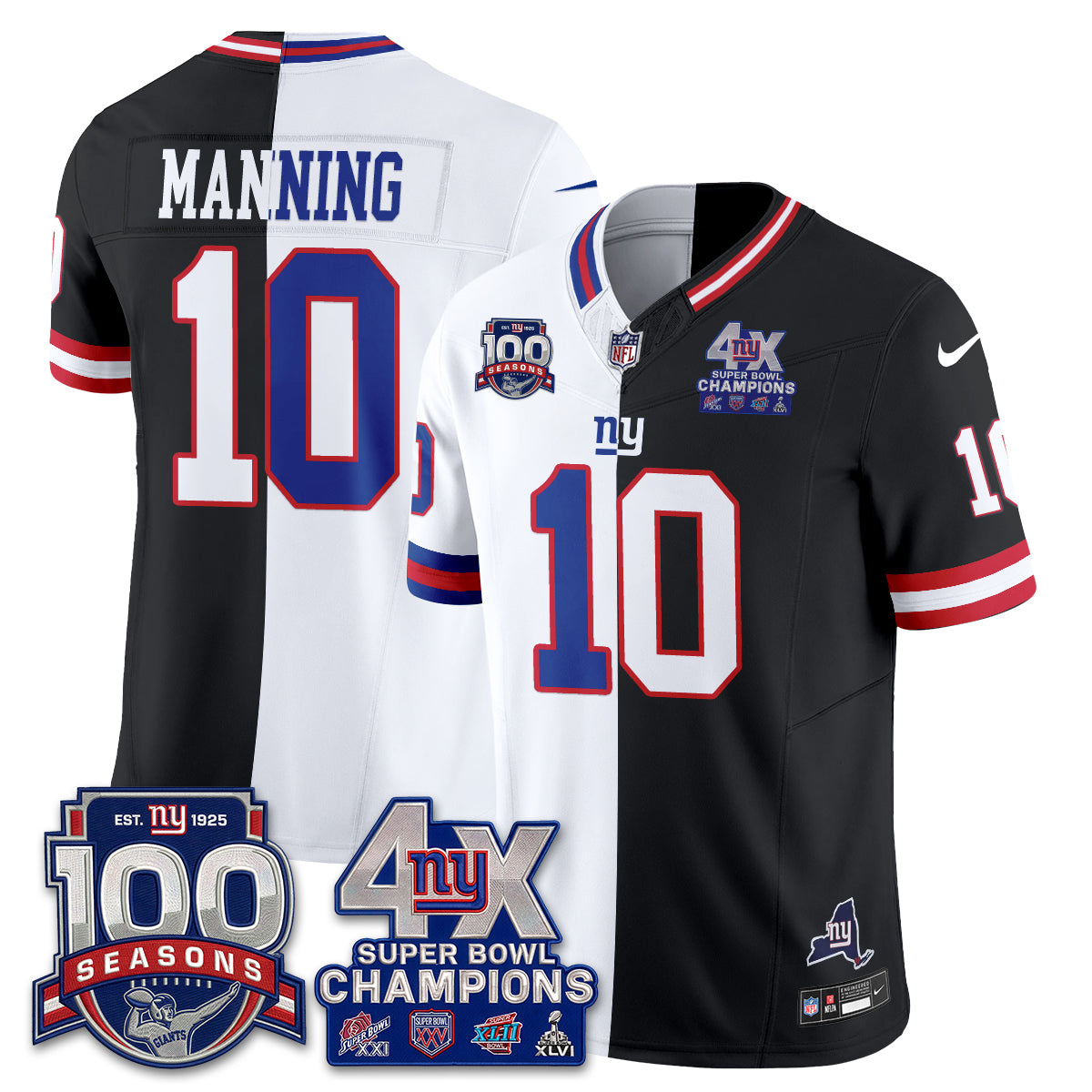 NYG 4X SBowl Split Edition Vapor Jersey - Stitched