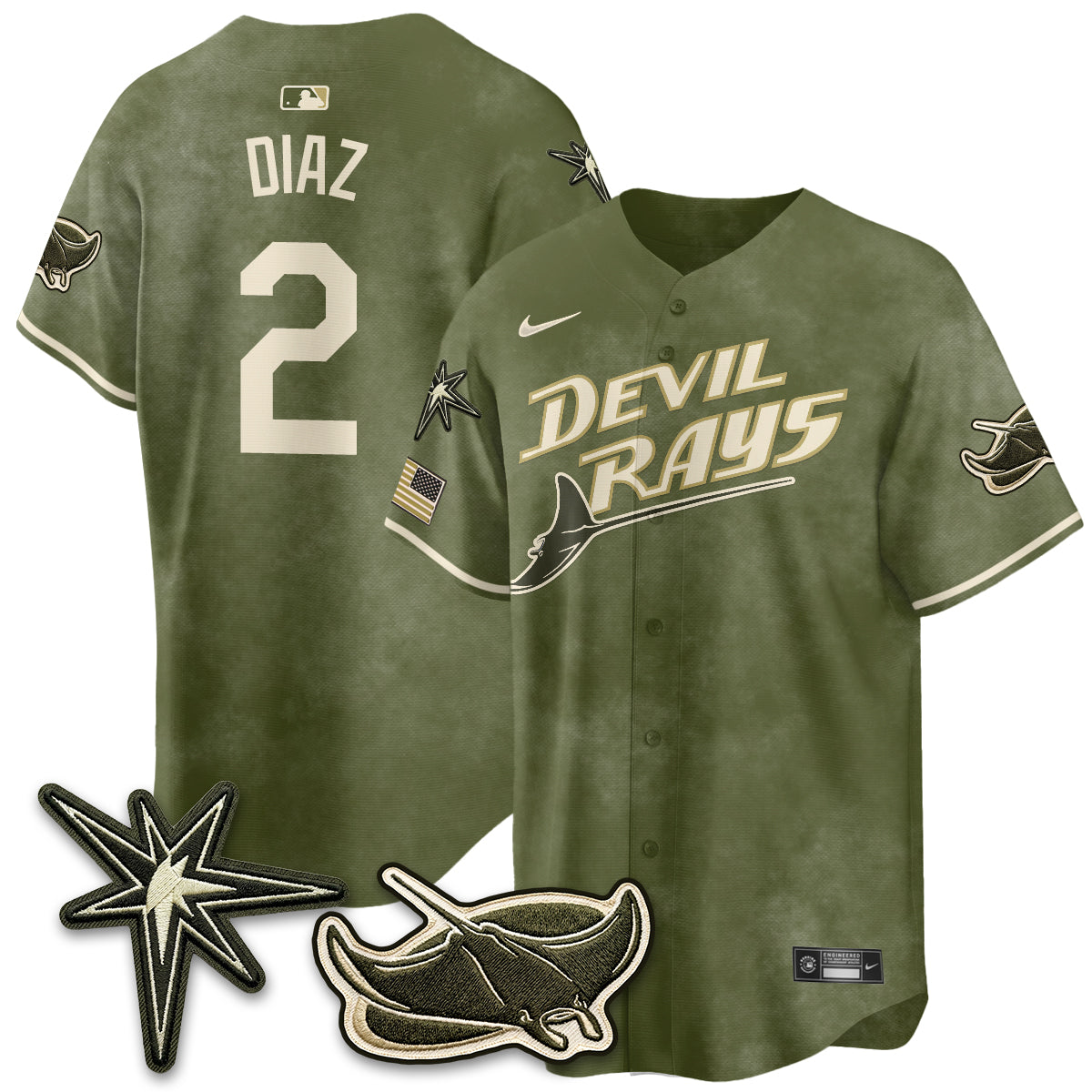TB New Era Olive 2026 Armed Forces Day Jersey - All Stitched