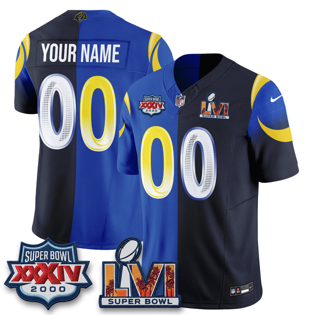 LAR Rivalries Split Vapor Custom Jersey - Stitched