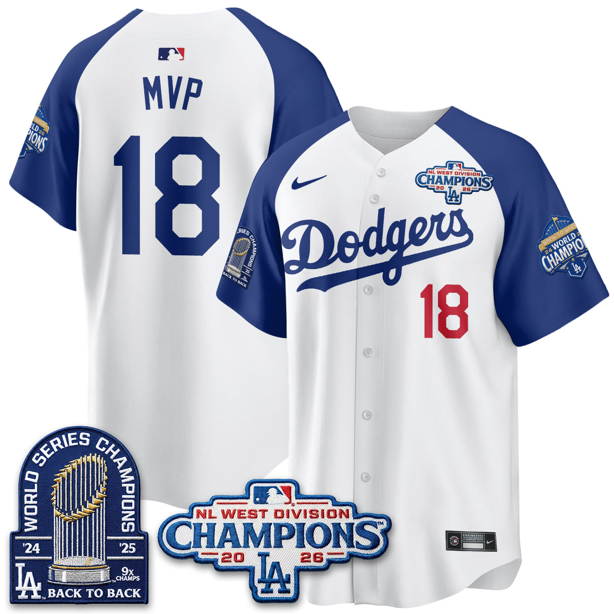 Los Angeles Dodgers 2026 NL West Champs Vapor Jersey- Stitched