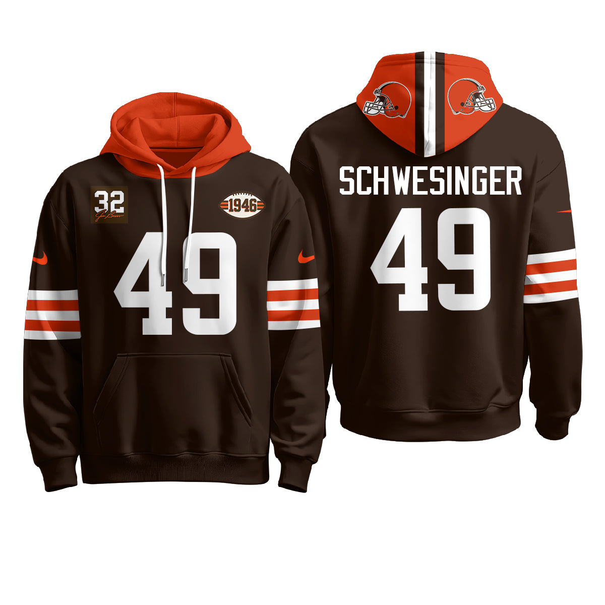 Cleveland Browns 1946 Anniversary Patch Hoodie - Stitched