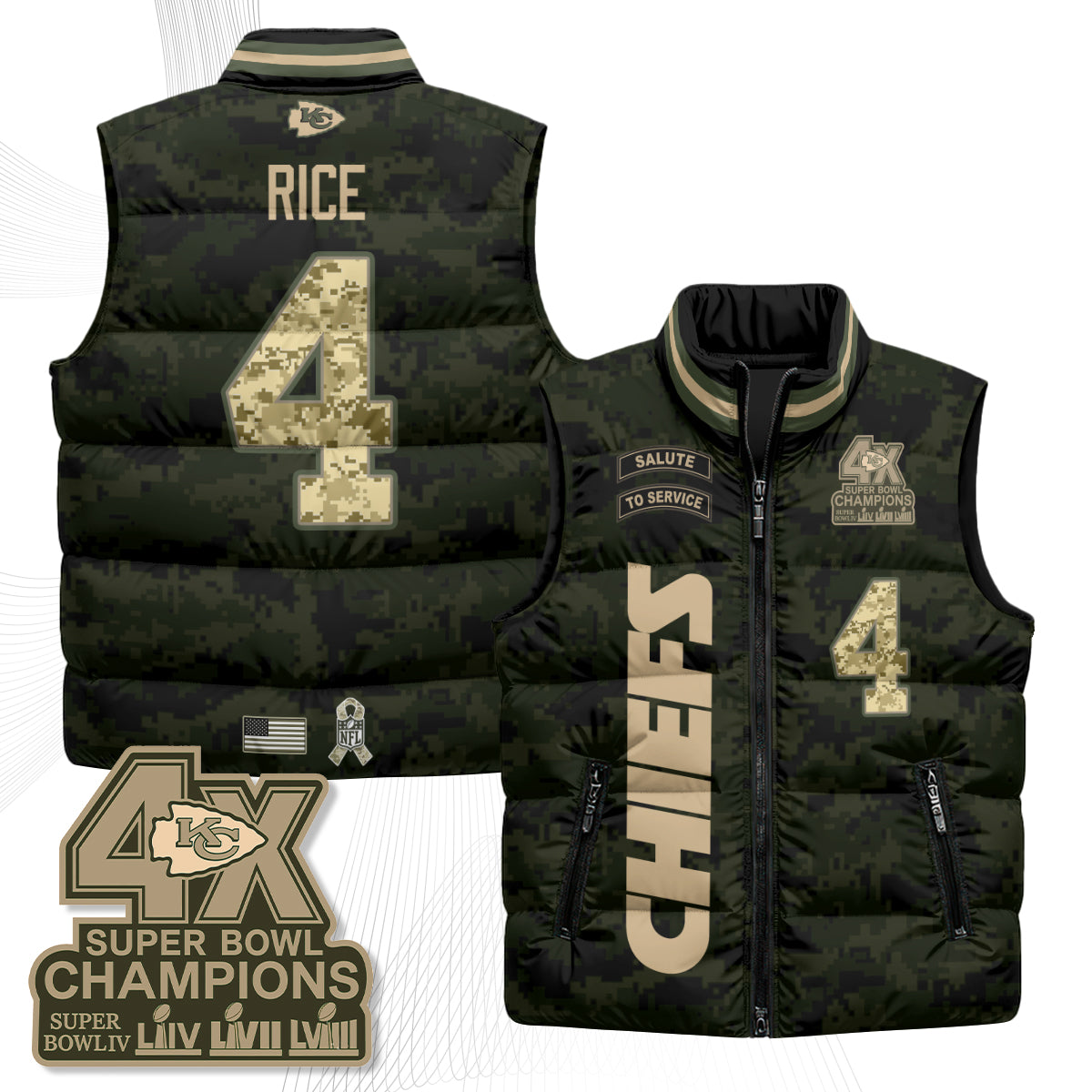 KC 2026 Salute to Service Puffer Vest - Printed