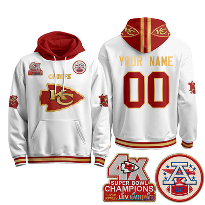 Kansas City Chiefs 4X Champs Gold Edition Custom Hoodie - Stitched