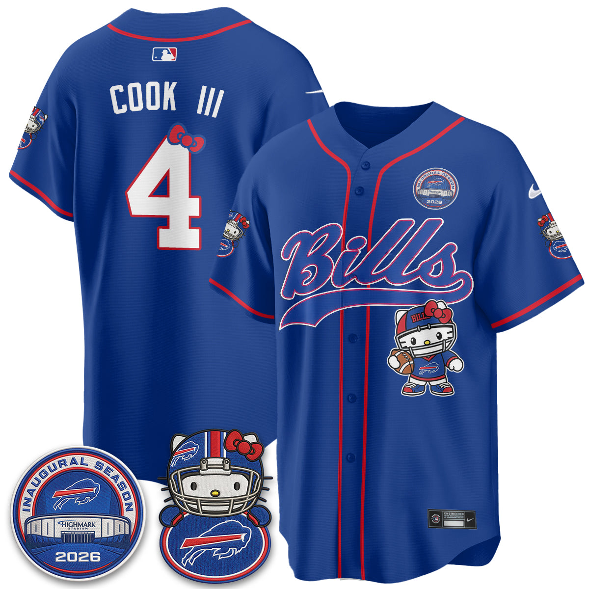 Buffalo Bills x Meow  Vapor Baseball Jersey - Stitched