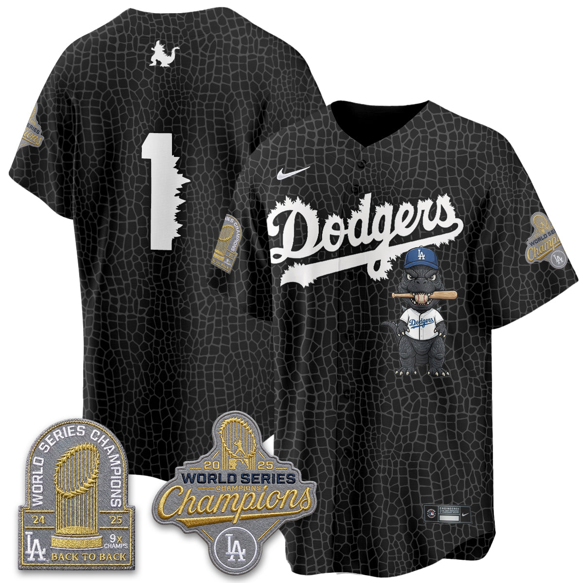 Los Angeles Dodgers x Godzilla Vapor Jersey- Stitched