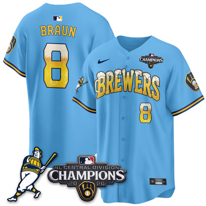 Milwaukee Brewers 2026 NL Division Champs Vapor Jersey V2- Stitched