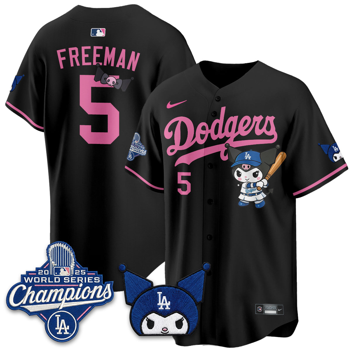 Los Angeles Dodgers Kuromi Edition Vapor Jersey - Stitched