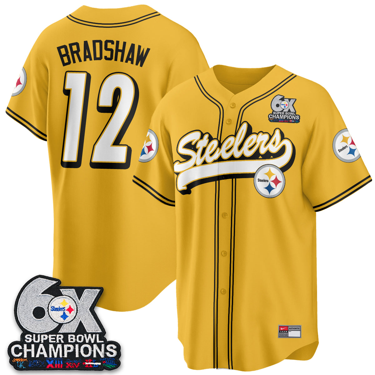 Pittsburgh Steelers 6x SBowl Baseball Vapor Jersey - Stitched
