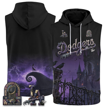 Los Angeles Dodgers Nightmare Edition Sleeveless Hoodie Tank Top - Printed