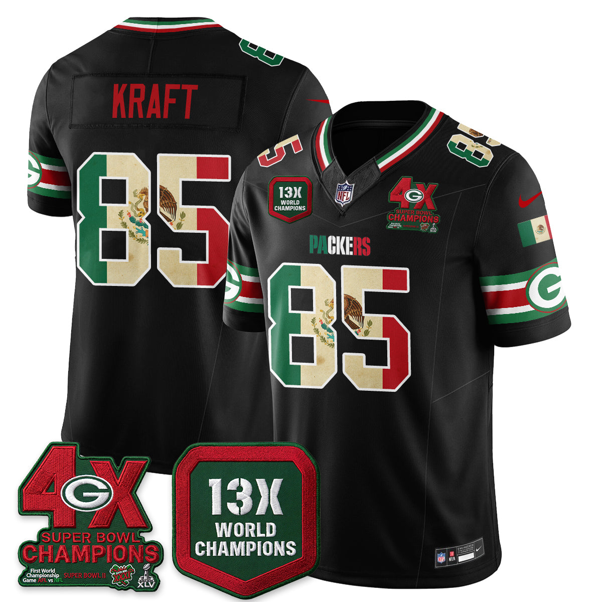 Green Bay Packers Mexico Edition Vapor Jersey - Stitched