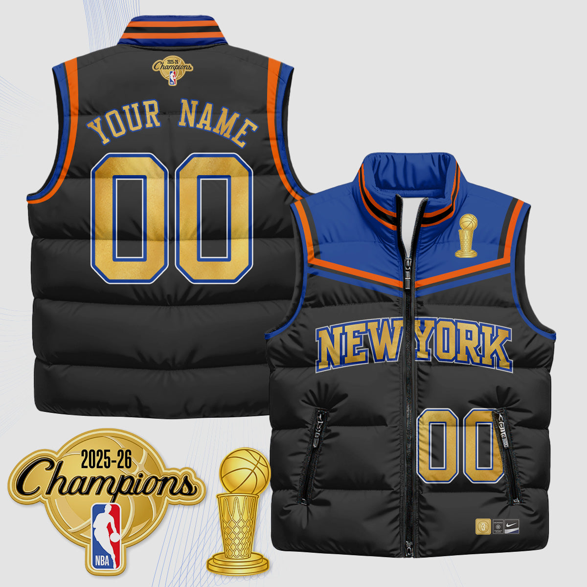 NYK Champions Night Custom Puffer Vest - Printed