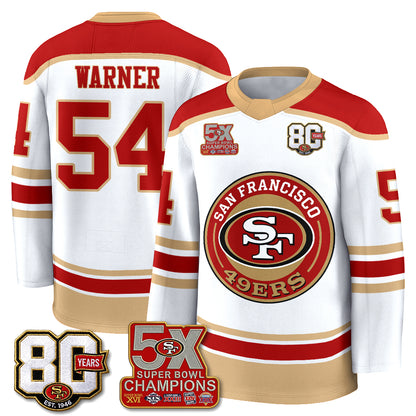 San Francisco 49ers 4X Champs Hockey Jersey - Stitched