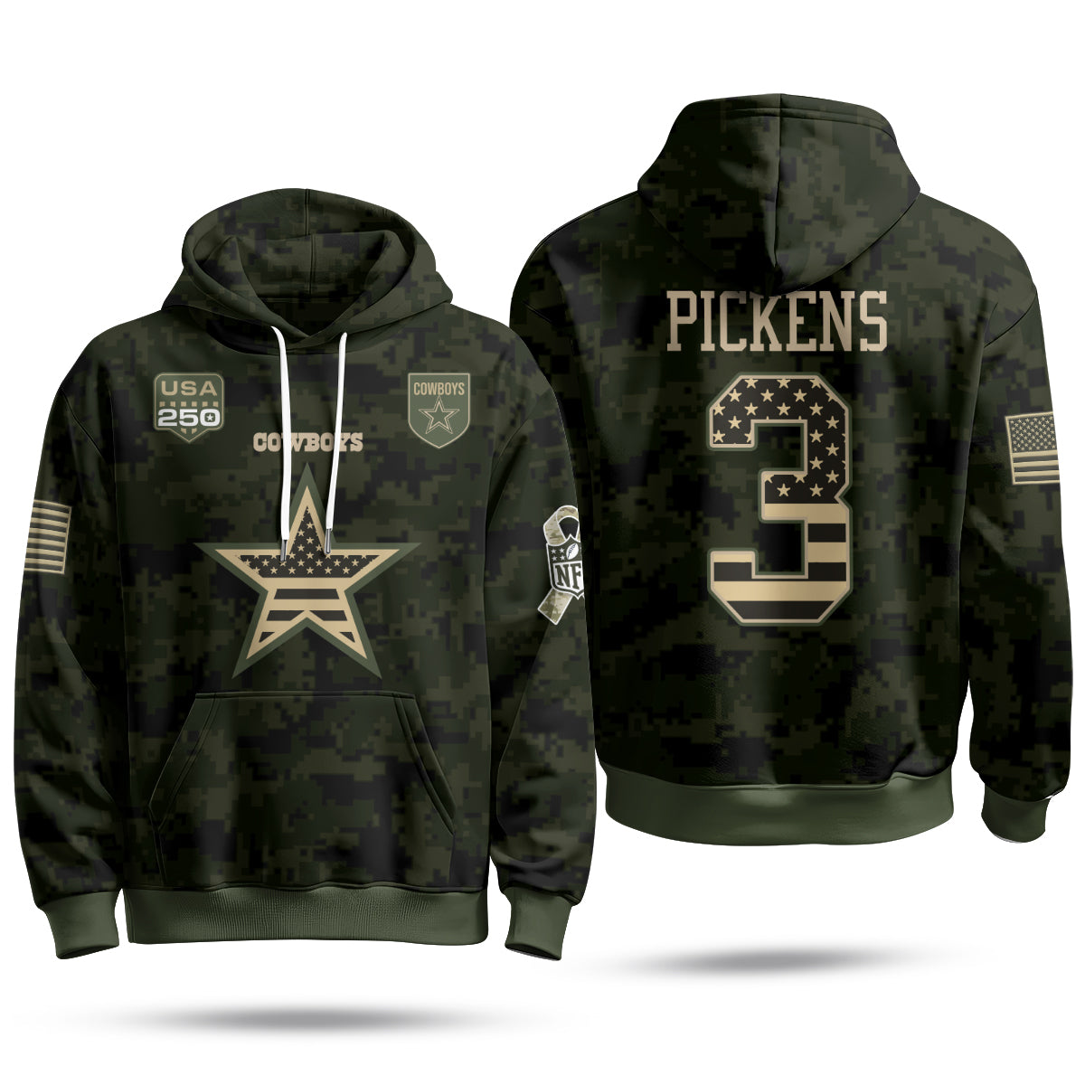 DAL 2026 Salute To Service Edition Pullover Hoodie - Printed