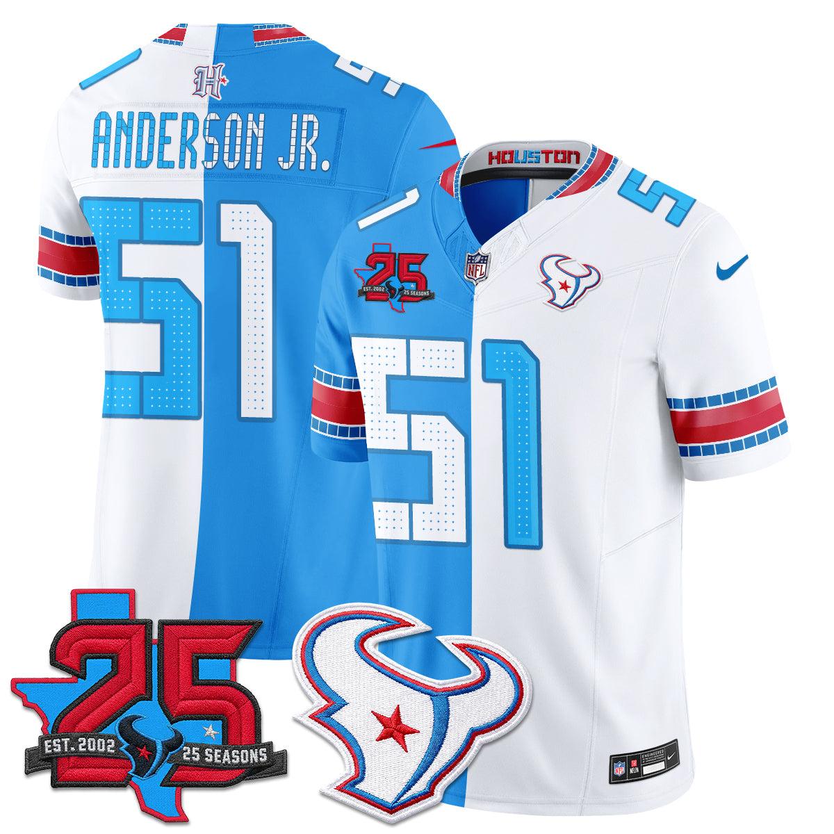 Houston Texans 2026 Rivalries Split Vapor Jersey - Stitched