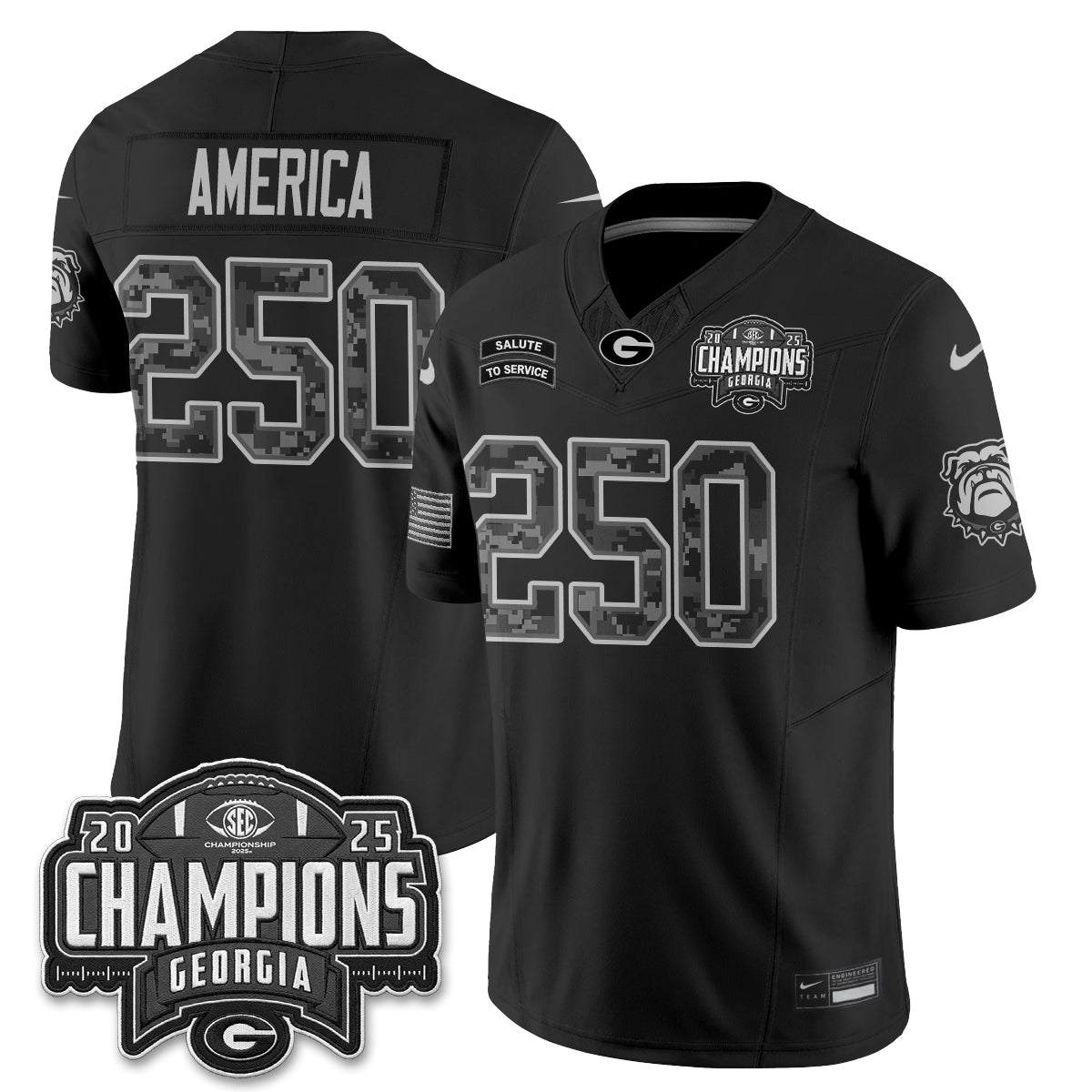 Georgia Bulldogs 2026 Salute to Service Vapor Jersey - Stitched