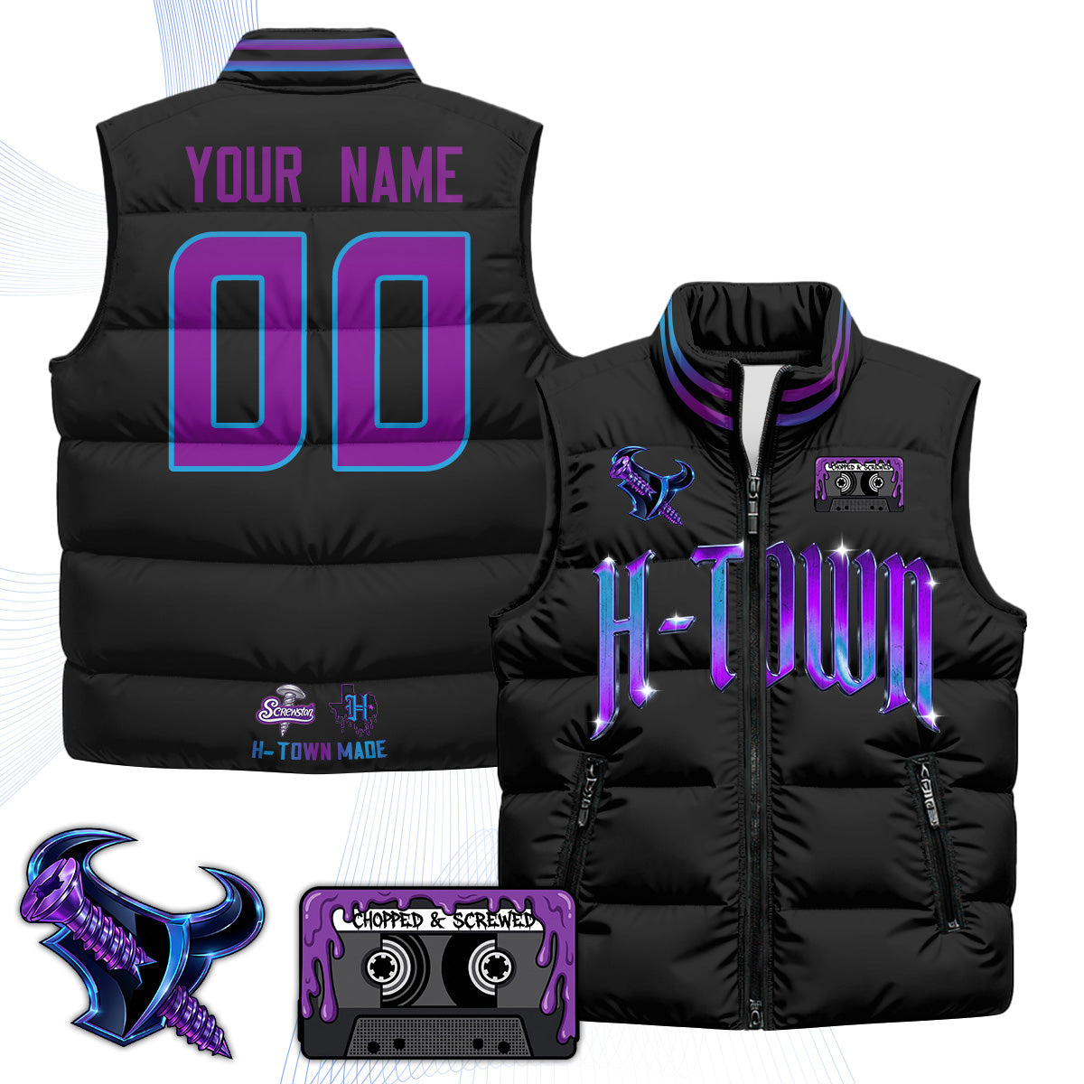 HOU "Screwcity" Custom Puffer Vest - Printed