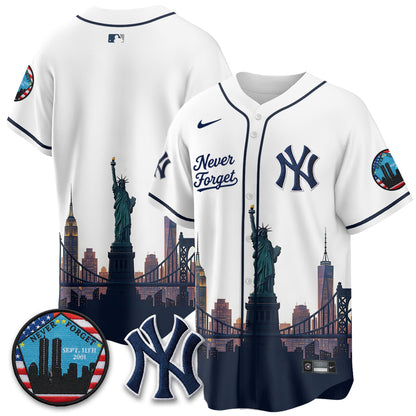 NYY Skyline Never Forget 9/11 Memorial Edition Vapor Jersey - Stitched