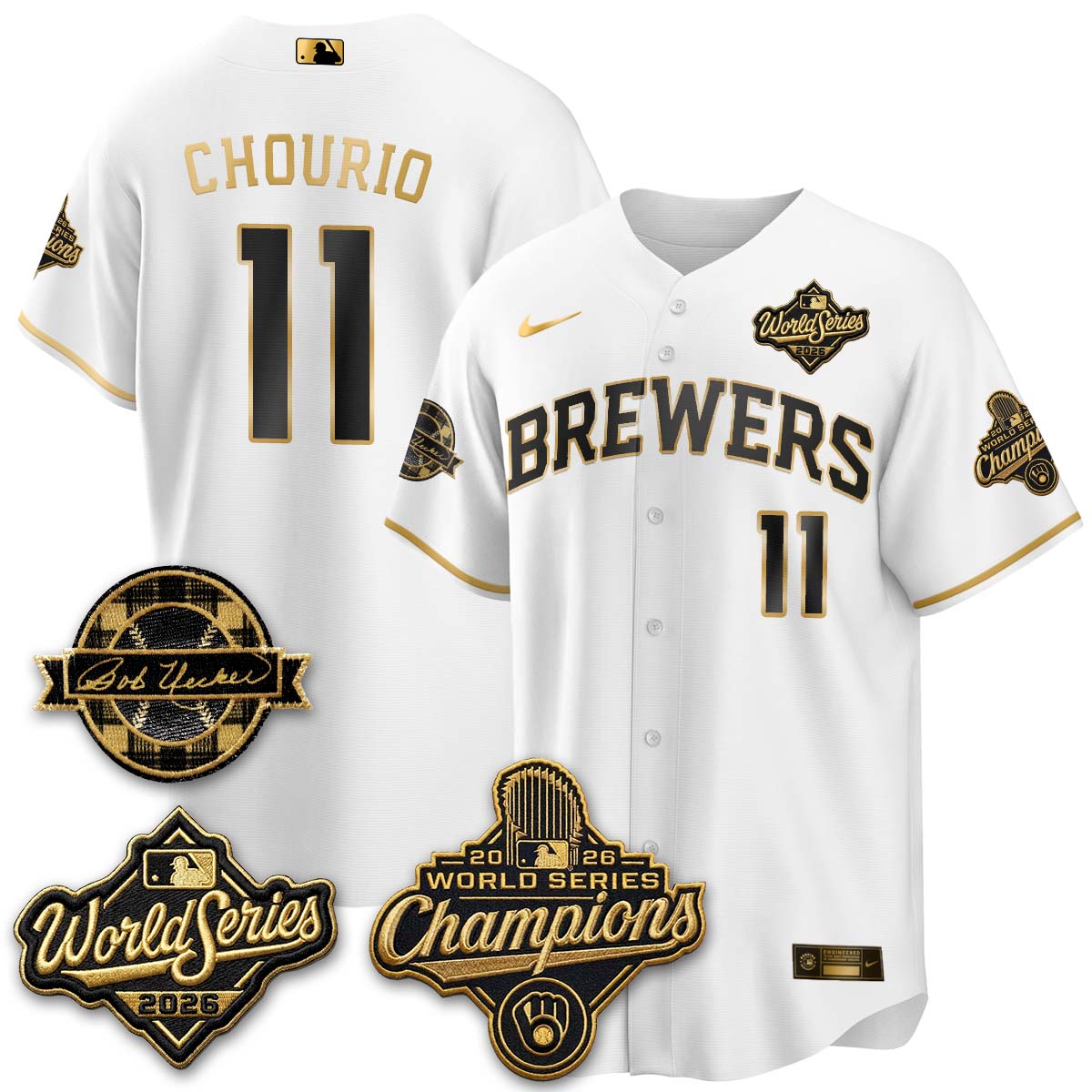 MIL 2026 WS Champions - Bob Uecker Patch Vapor Jersey - Stitched (TT)
