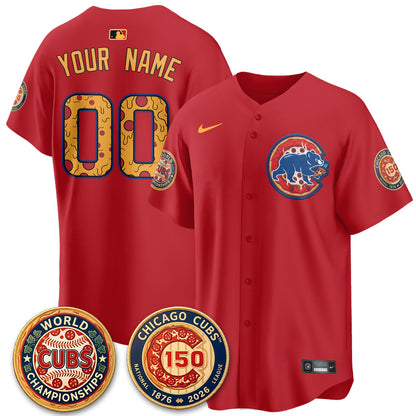 Chicago Cubs Deep Dish Pizza Vapor Limited Custom Jersey - Stitched