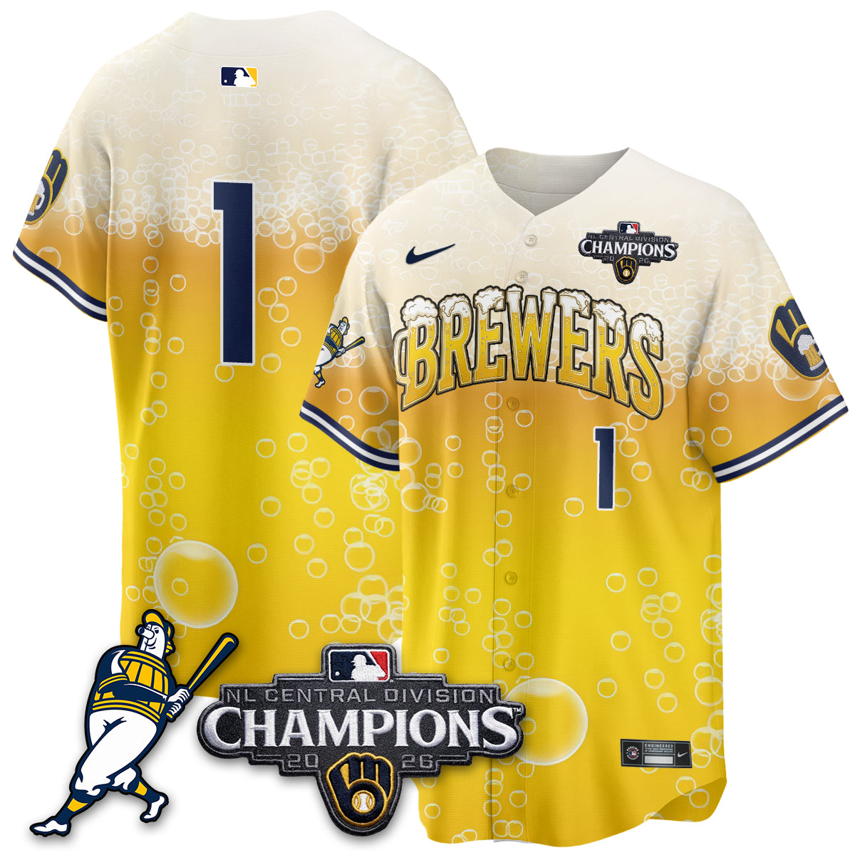 Milwaukee Brewers 2026 NL Division Champs Vapor Jersey V2- Stitched