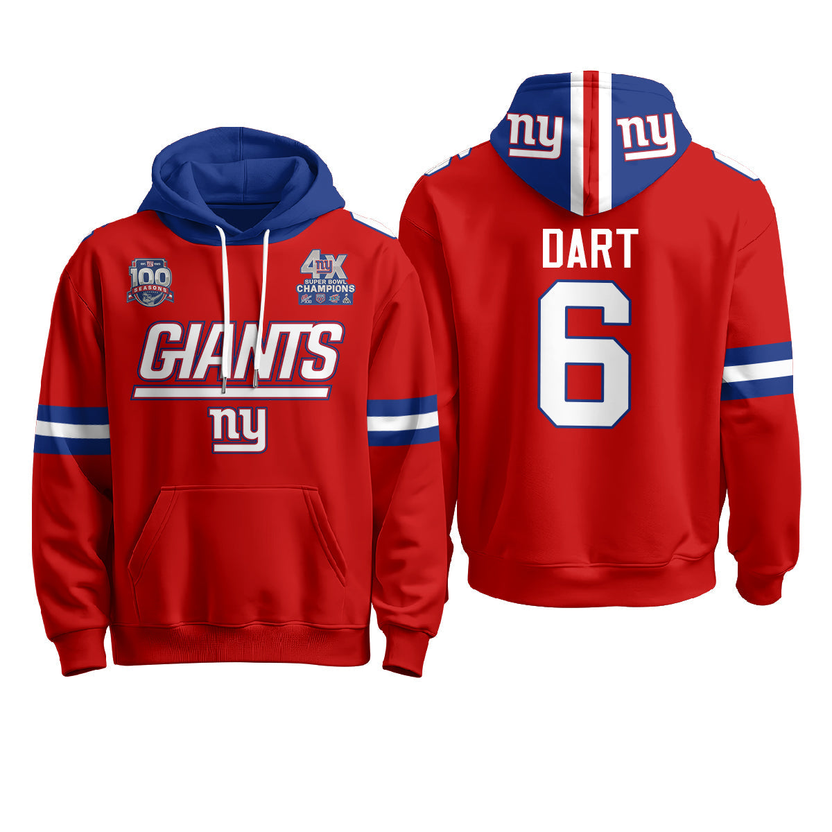 NYG 4X Champs S.Bowl Fleece Hoodie - Printed