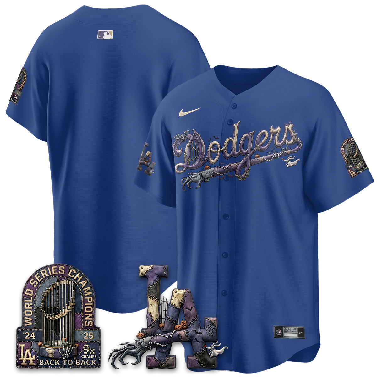 Los Angeles Dodgers Nightmare Edition Vapor Jersey - Printed